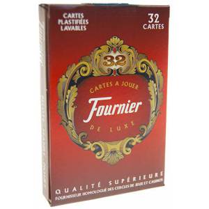 Fournier 32 cartes de luxe- Jeu de 32 cartes cartonnées plastifiées – format bridge – index standards