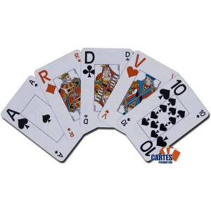 Caixa "GRIMAUD BRIDGE OPTIC" - 2 baralhos de cartas em cartão plástico - 2 índices jumbo e 2 índices padrão - formato bridge