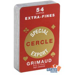 Grimaud Spécial Cercle Extrafines - Jeu de 54 cartes cartonnées plastifiées – format bridge – 4 index standards