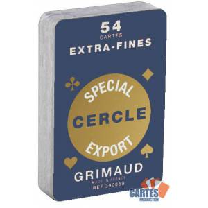 Rummy game by Grimaud "SPECIAL CERCLE" Extrafine red - Set of 54 laminated cardboard plastic-coated cards - bridge size.