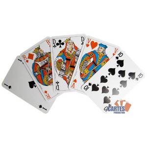 Rummy game by Grimaud "SPECIAL CERCLE" Extrafine red - Set of 54 laminated cardboard plastic-coated cards - bridge size.