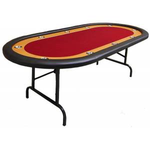 "NÉVADA GREEN" poker table - folding legs - race track - 10 players - microfiber fabric playing surface - faux leather edges