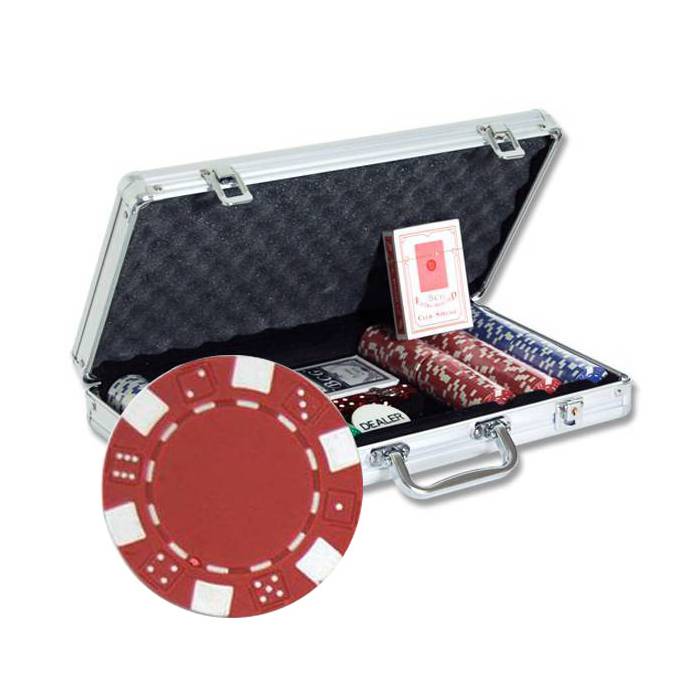 300 "DICE" poker chip set - made of ABS plastic with a 11.5g metal insert - comes with 2 decks of cards and accessories.