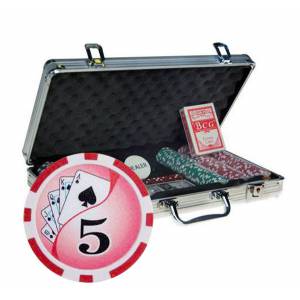 Pokerset "YING YANG" - 300 Chips - aus ABS-Kunststoff, mit Metall-Einsatz - inklusive 2 Spielkarten und Zubehör.