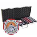 500 "ROYAL FLUSH" poker chip set - made of ABS plastic with 11.5g weight - comes with 2 decks of cards and accessories.