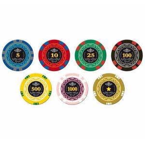 Pokermatte mit 500 Chips "ROYAL" - aus Polypropylen - 11,5g - wird geliefert mit 2 Kartenspielen und ZubehÃ¶r.