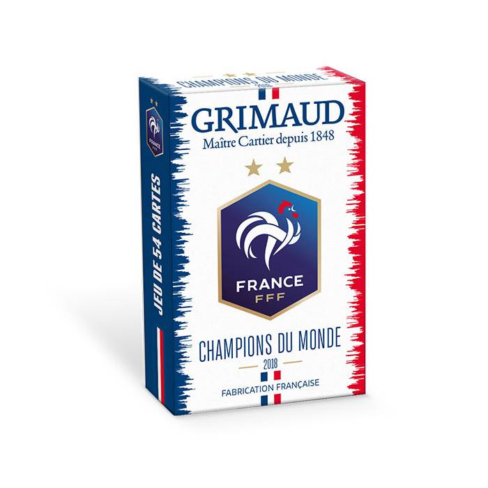 FFF - Campeão do Mundo - os cartões da Seleção Francesa de Futebol - Grimaud - jogo de 54 cartas laminadas em papel cartão.