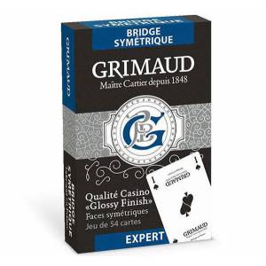 Grimaud Expert Bridge simmetrico - mazzo di 54 carte in cartone plastificato - 4 colori - 4 indici standard.