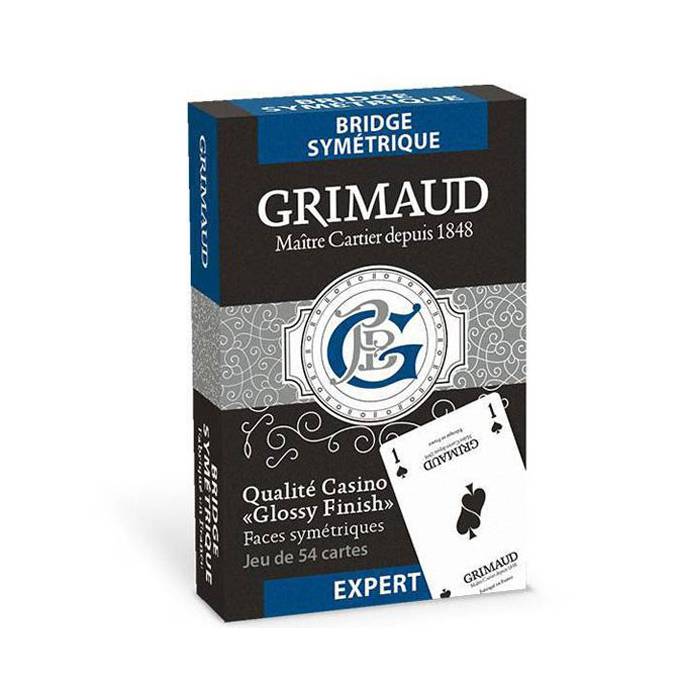 Grimaud Expert Bridge simétrico - baraja de 54 cartas plastificadas de cartón - 4 colores - 4 índices estándar