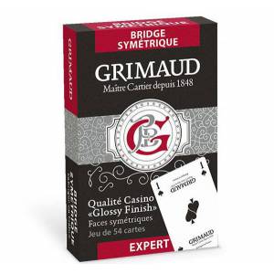 Grimaud Expert Bridge simétrico - 54 cartas de papelão plastificado - 4 cores - 4 índices padrão.