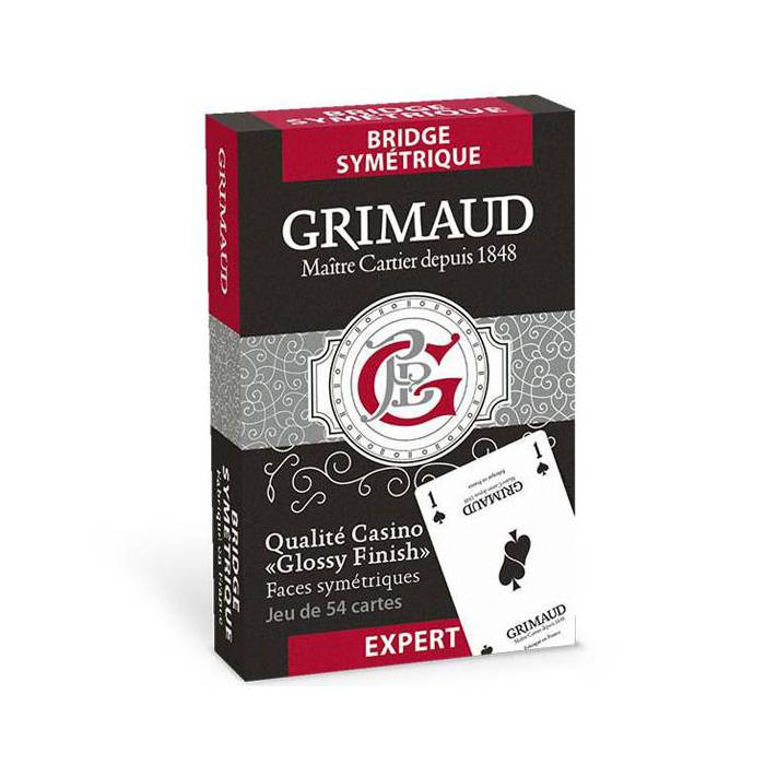 Grimaud Expert Bridge simétrico - 54 cartas de papelão plastificado - 4 cores - 4 índices padrão.