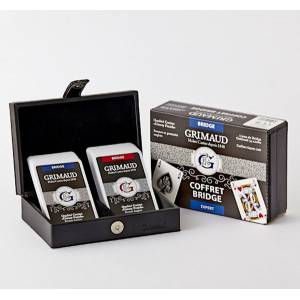 Coffret Grimaud Bridge Expert - façon cuir - 2 jeux de Bridge Expert