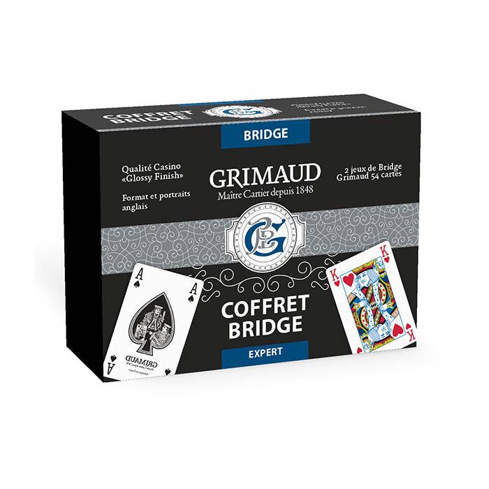 Coffret Grimaud Bridge Expert - façon cuir - 2 jeux de Bridge Expert