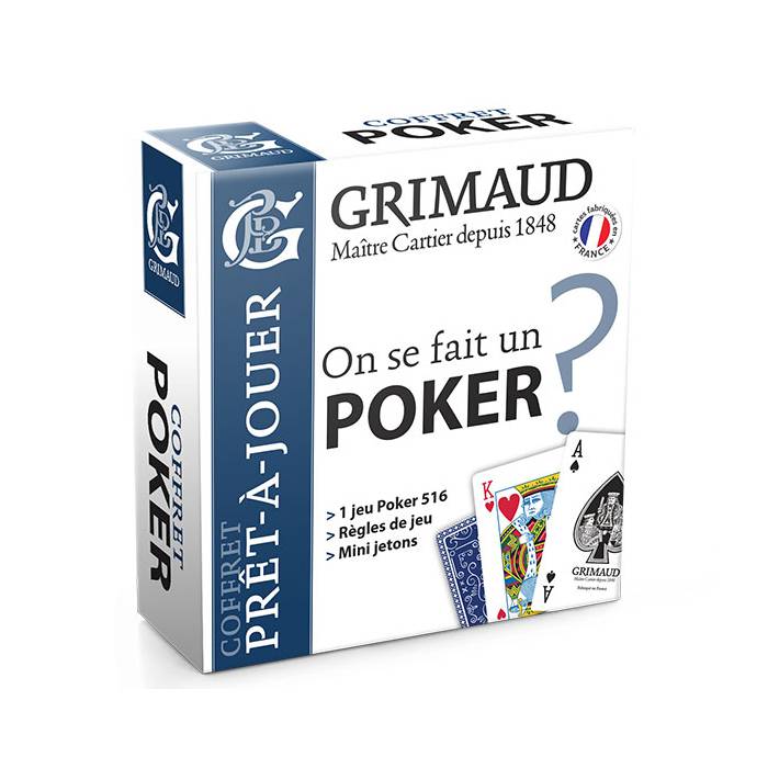 Spielen wir eine Runde Poker? - Grimaud Origine-Box - 1 Spielkarten-Set mit 54 laminierten Kartonkarten - Mini-Jetons.