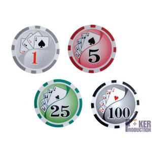 Mallette de 100 jetons de poker "YING YANG" – en plastique ABS, insert métallique – livré avec 2 jeux de cartes et accessoires
