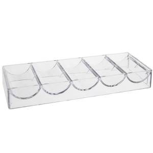 Rack de rangement transparent pour 100 jetons de poker – en acrylique – 5 x 20 jetons de poker – sans couvercle