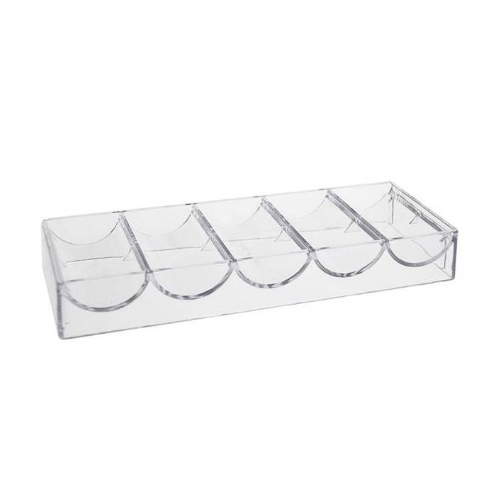 Rack de rangement transparent pour 100 jetons de poker – en acrylique – 5 x 20 jetons de poker – sans couvercle