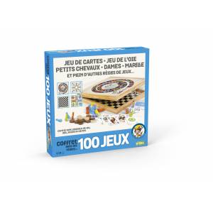 Wooden box with 100 games -...