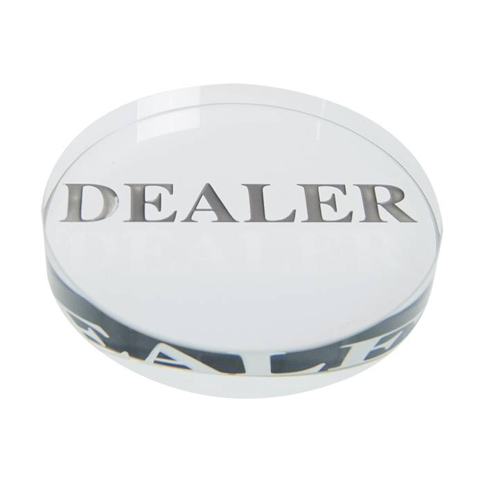 "TRANSPARENT" Glass Dealer Button - 45mm