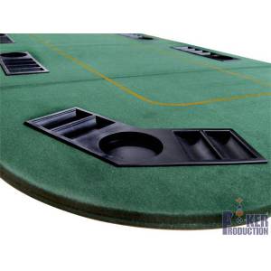 Mesa de póker rectangular - de madera - para 8 jugadores - tapete de fieltro con línea de apuestas.