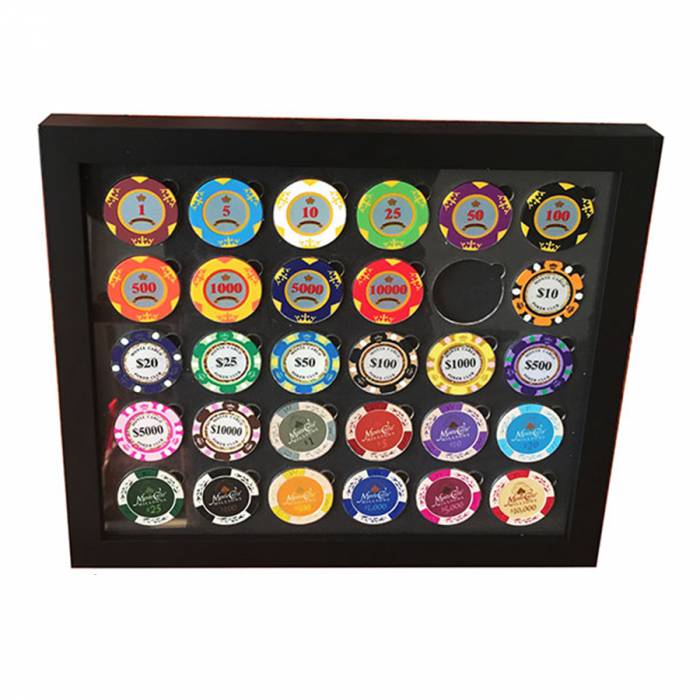 Wooden display for 30 poker chips 40mm