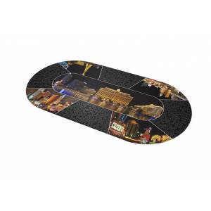 Poker-Tischdecke "VEGAS BY NIGHT" - oval - 3 Größen - 8/10 Spieler - Neopren-Jersey