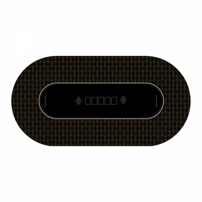 "Poker Teppich "AZERIA GOLD" - oval - 3 Größen - 0/8/10 Plätze - Neopren-Jersey"