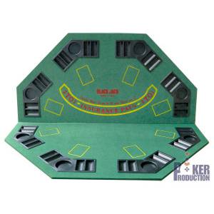 Mesa de póquer "OCTÓGONO" - de madera - 8 jugadores - tapete de fieltro con línea de apuestas