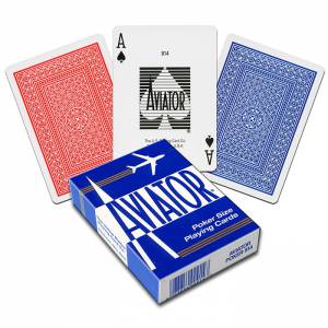 AVIATOR "POKER 914" Azul: Juego de cartas de 54 cartones plastificados - formato póquer - 2 índices estándar.