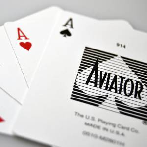 AVIATOR "POKER 914" Blue - Set of 54 laminated cardboard playing cards - poker size - 2 standard indexes.