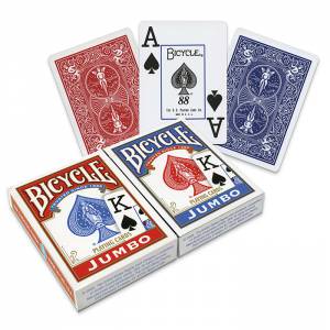Duo Pack "RIDER BACK" Jumbo – Bicycle – 2 jeux de 56 cartes toilées plastifiées – format poker – 2 index jumbo