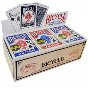 Cartouche Bicycle "RIDER BACK" Jumbo – 12 Jeux de 56 cartes toilées plastifiées – format poker – 2 index jumbo
